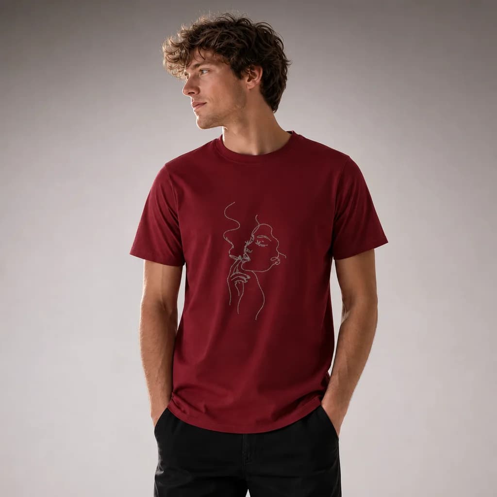 Nøvel premium cotton t-shirt worn outdoors